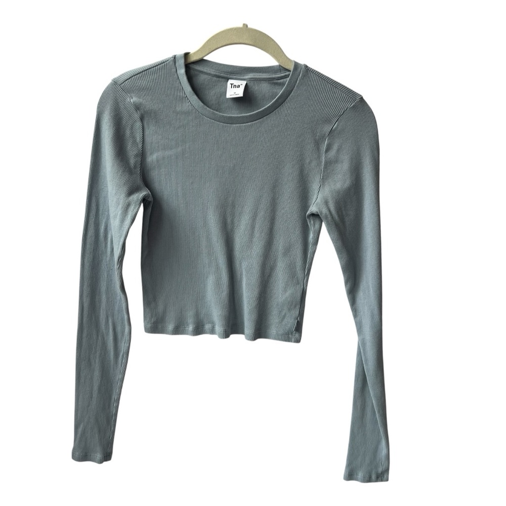 TNA Long Sleeve Ribbed Tee - Light Blue